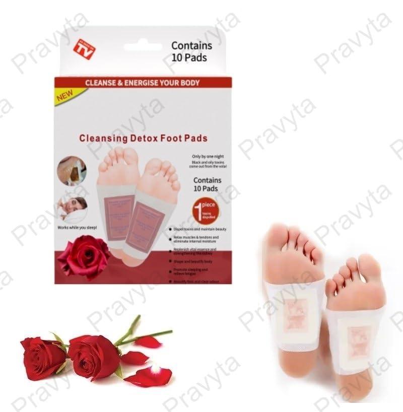 pravyta Pravyta Relief Stress Rose Foot Pads And Adhesive Sheets For Foot Care Removing Impurities, Improve Sleep & Relieve Stress, Suitable For Travel Or Home Use (Red Rose, Pack Of 30)