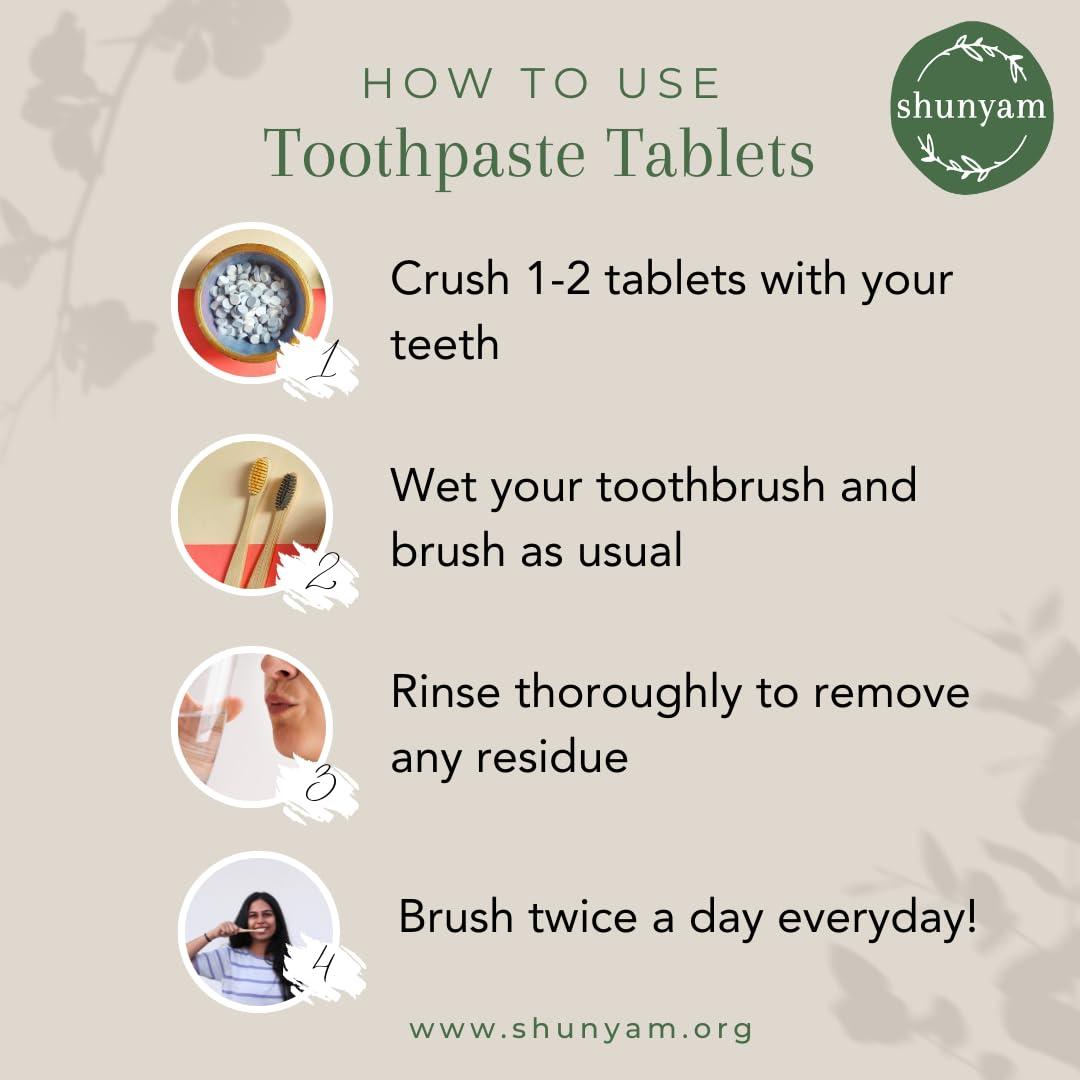 Shunyam Shunyam Toothpaste Tablets | Pack of 30 | Travel Pack | Airport Friendly | Natural, Flouride, SLS and Paraben Free | Peppermint