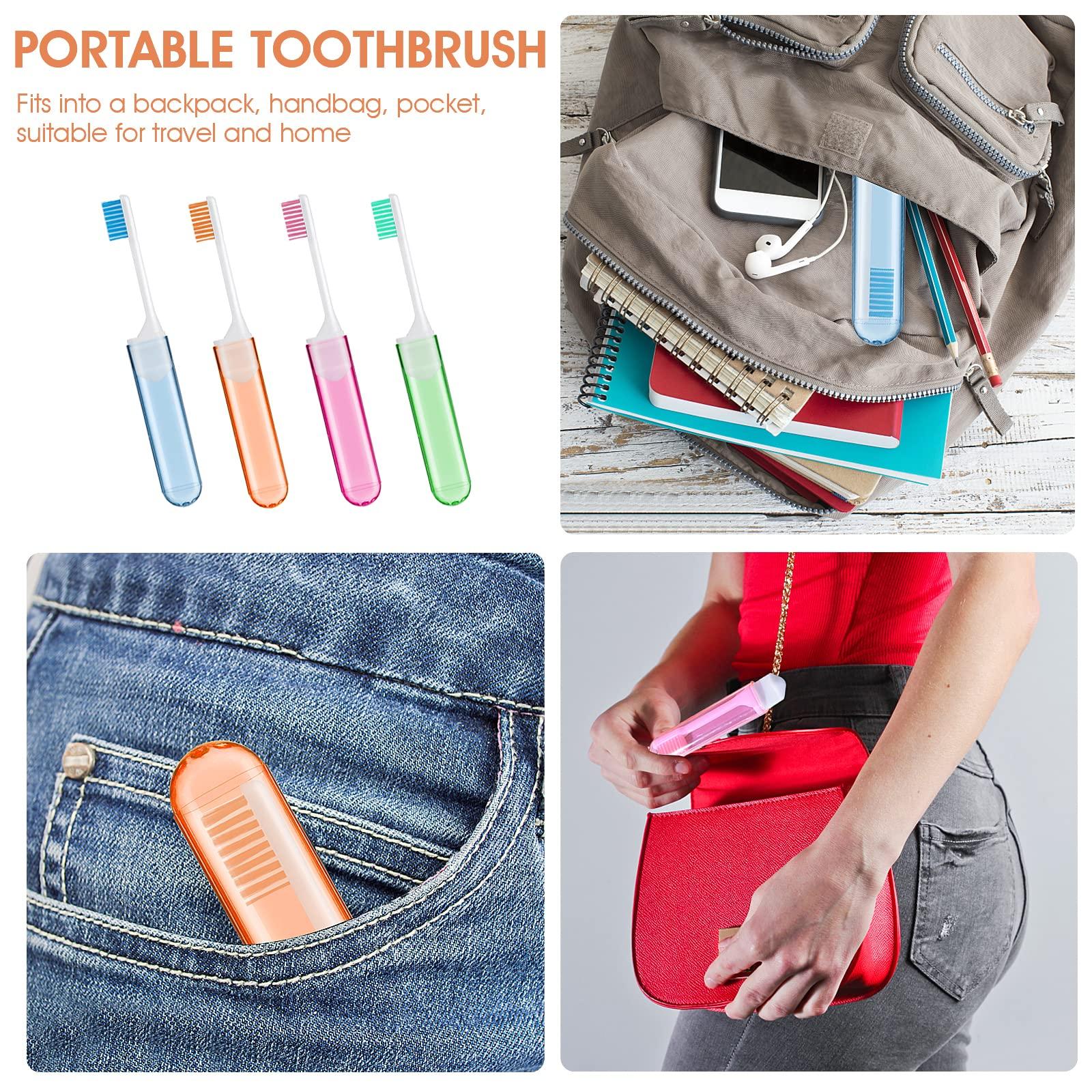Sibba Sibba Toothbrush Covers 4 Pieces Folding Manual Toothbrushes Case Travel Kit Soft Bristles Tooth Brushes Mini Size Portable Brush Coverings Wrapped for Men Women Childrens Toddler