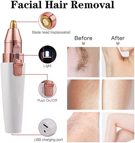 Cleanfly Cleanfly Facial Hair Remover Women, Rechargeable 2-1 Eyebrow Trimmer Razor Portable Painless Electric Lady Shaver For Body Face Beard Eyebrows Ear Nose Lips Chin Female Hair Removal