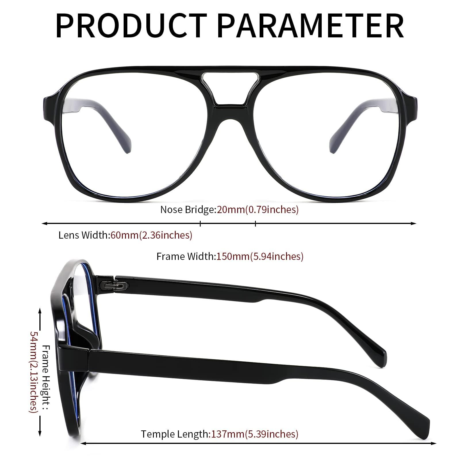 Karsaer Karsaer 70s Aviator Glasses Blue Light Blocking Glasses Oversized Square Computer Glasses Eyeglasses for Men Women E1165