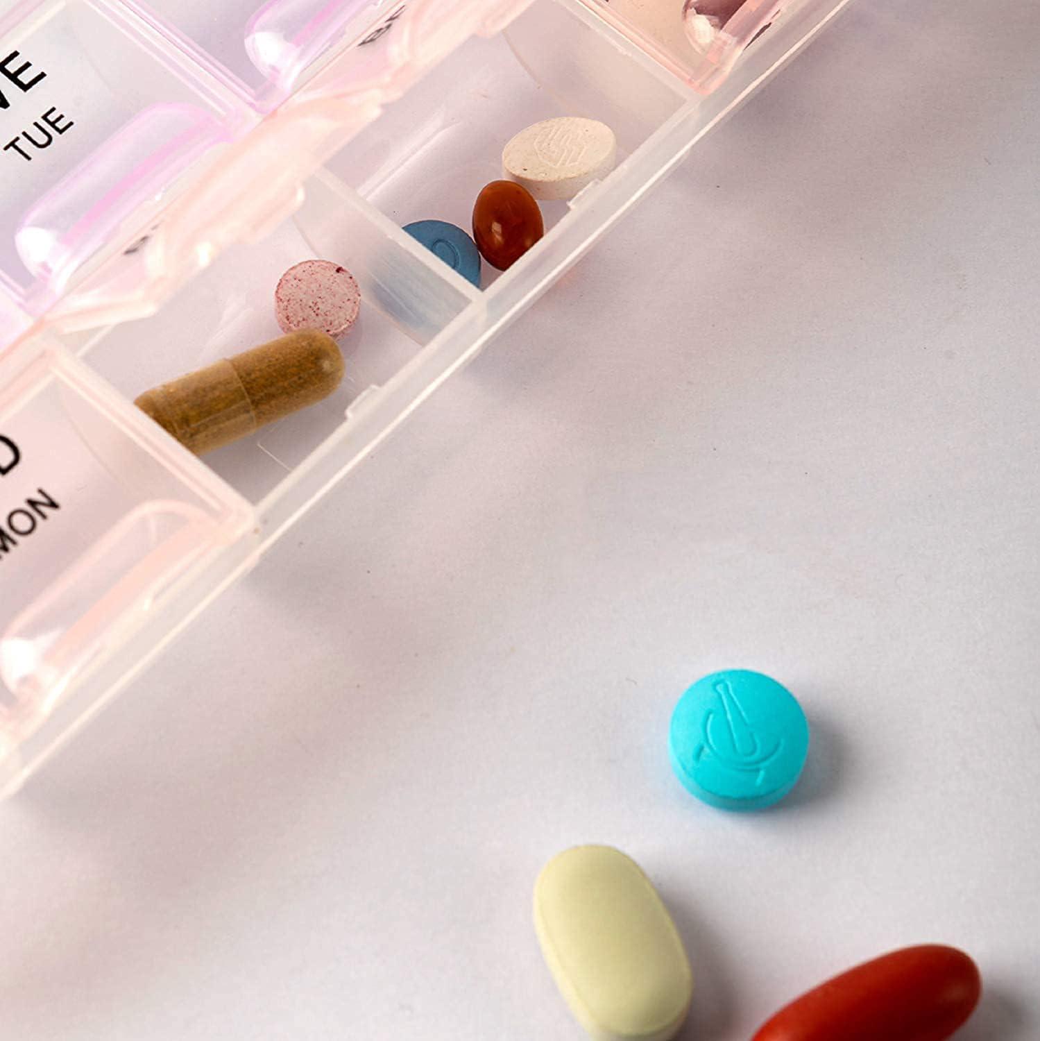 Oblivion Oblivion 7-Day Medicine Organizer Box  Portable Weekly Pill Planner Case for Home, Compact Travel Container & Vitamin Holder for Daily Health Storage and 4-Week Dispenser Kit