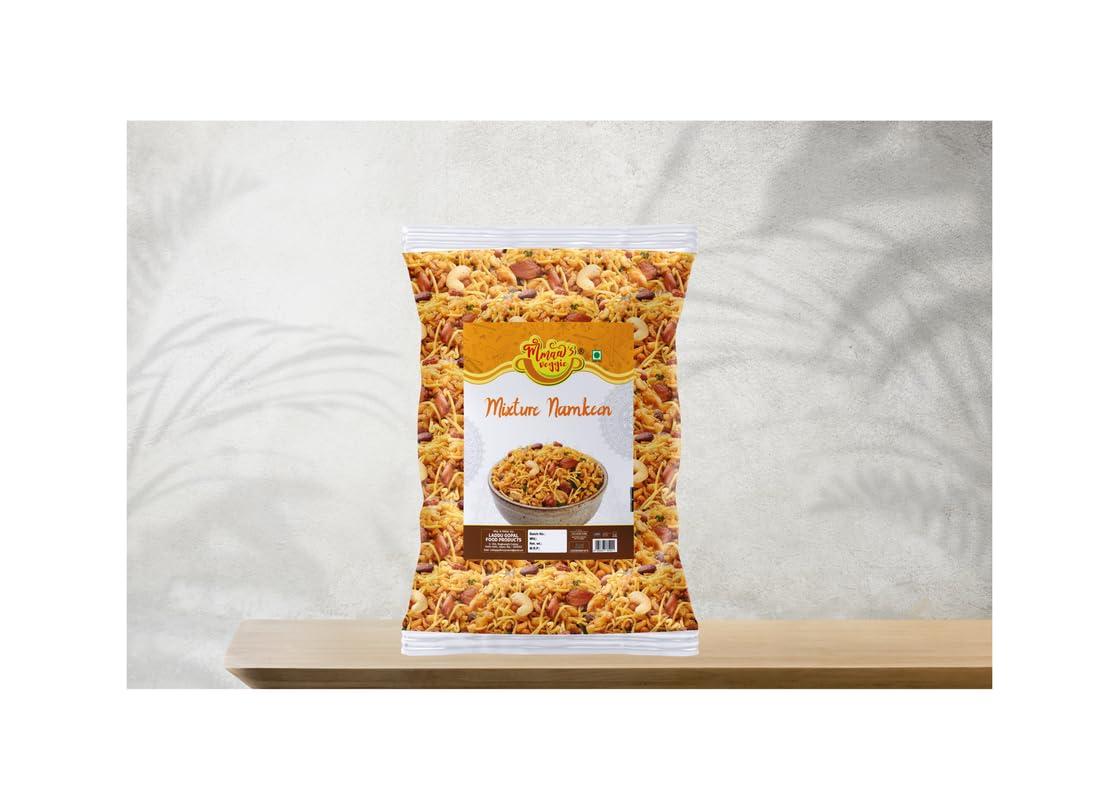 MMAA\'S VEGGIE Mmaa\'s Veggie Mix Farsan Besan Sev, Peanuts, Boondi - Misal Pav Farsan | Ready to eat Mixture Namkeen, Homemade and Lite Spicy Namkeen, Namkeen And Snacks | Made In Groundnut Peanut Oil-250 * 3Pack