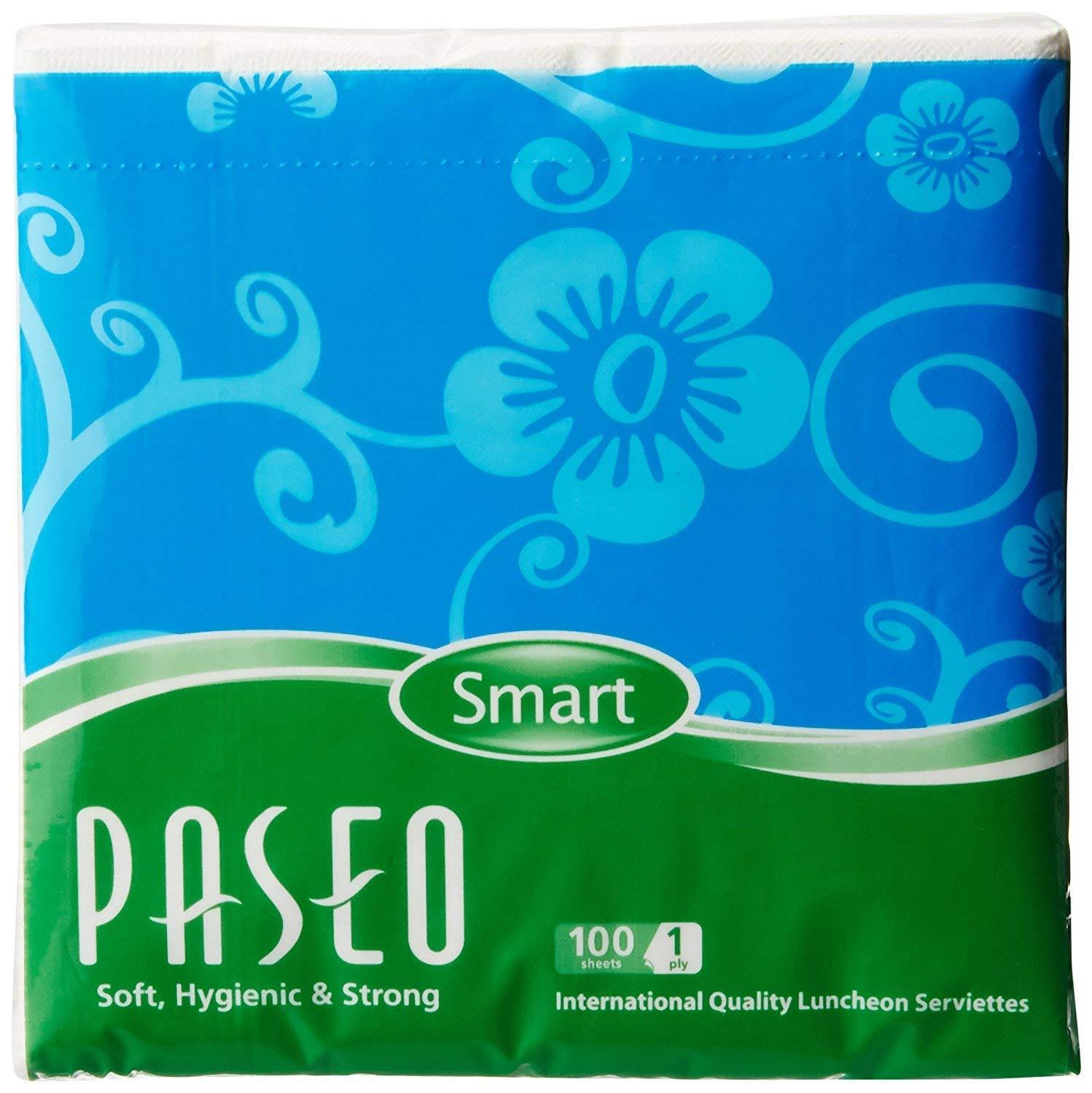 Paseo Paseo smart International Quality Luncheon Serviettes (Paper napkin) 100 sheets 1 ply Pack of 10