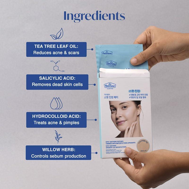 The Face Shop The Face Shop Dr.Belmeur Derma Acne Patches, 72 Hydrocolloid Waterproof Patches | For Active Surface Acne | Absorbs Pimple Overnight | For All Skin Types