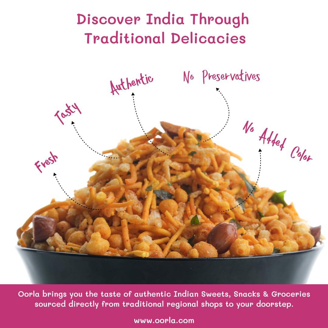Oorla Oorla "Udupi Mixture - Savory Snack Mix from Udupi, Authentic South Indian Blend of Crunchy Ingredients" 400 gm