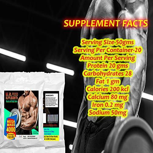 M.S. Food Supplements M.S. Food Supplements Mega Mass 4000 Powder weight gainer 1kg banana