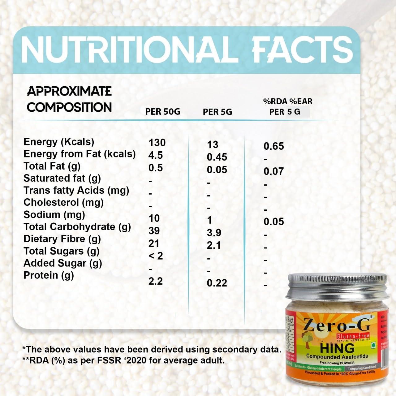 ZERO - G Zero-G Gluten Free Pure Hing (2 Pack combo) - Asafoetida Powder | Hing Powder | Strong Aromatic Hing | Free Flowing | Pure and Natural Hing - 50 Gram Each