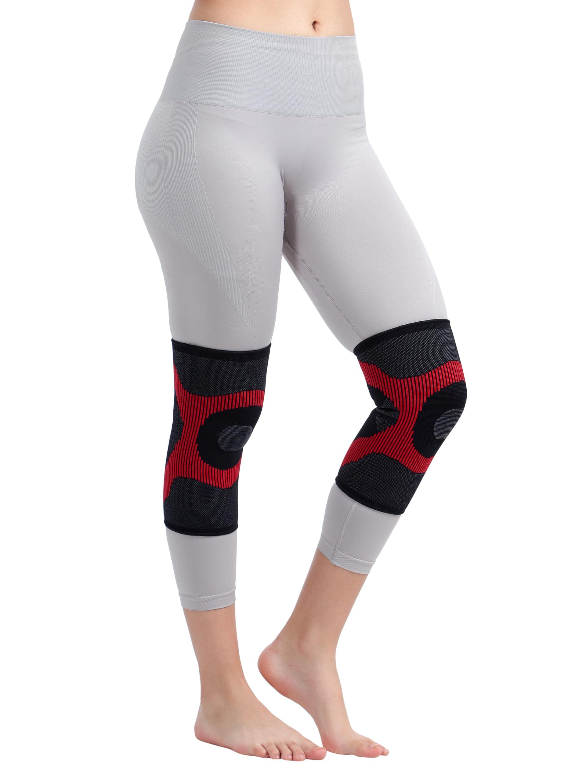 Comfo Smart Comfo Smart 3D Knee Support For Pain Relief | Knee Brace For Men & Women | Knee Support For Gym | Inner Cotton Lining for Skin Comfort | 4-Way Stretch-RA5601.FS (Black & Red)