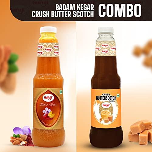 SHREE Guruji Shree Guruji Badam Kesar Dry Fruit Sharbat & Butter Scotch Badam Crush Combo Pack Milk Beverage Refreshing for Summer Syrup Instant Drink (1 Litre)