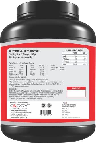 Carry Nutrition Carry Nutrition Pro Weight Gain Rapid Weight Gainer, Complex carbs for energy, body gainer powder for men, 100% Whey Protein zero inferior protein sources, Calcium for strong bones, muscle gainer supp