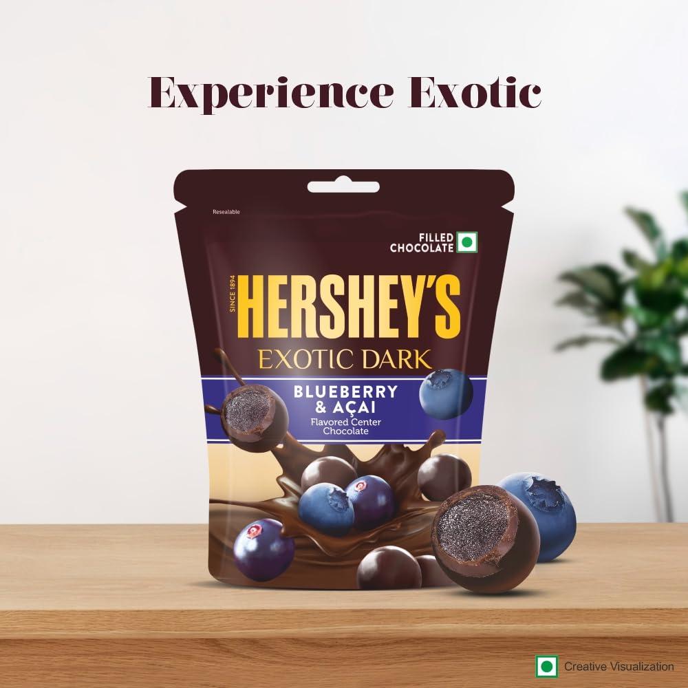 HERSHEY'S HERSHEY\'S Exotic Dark Blueberry & Acai Flavor| Dark Cocoa Rich Chocolates 100 G - Pack of 2 - 200 Gm
