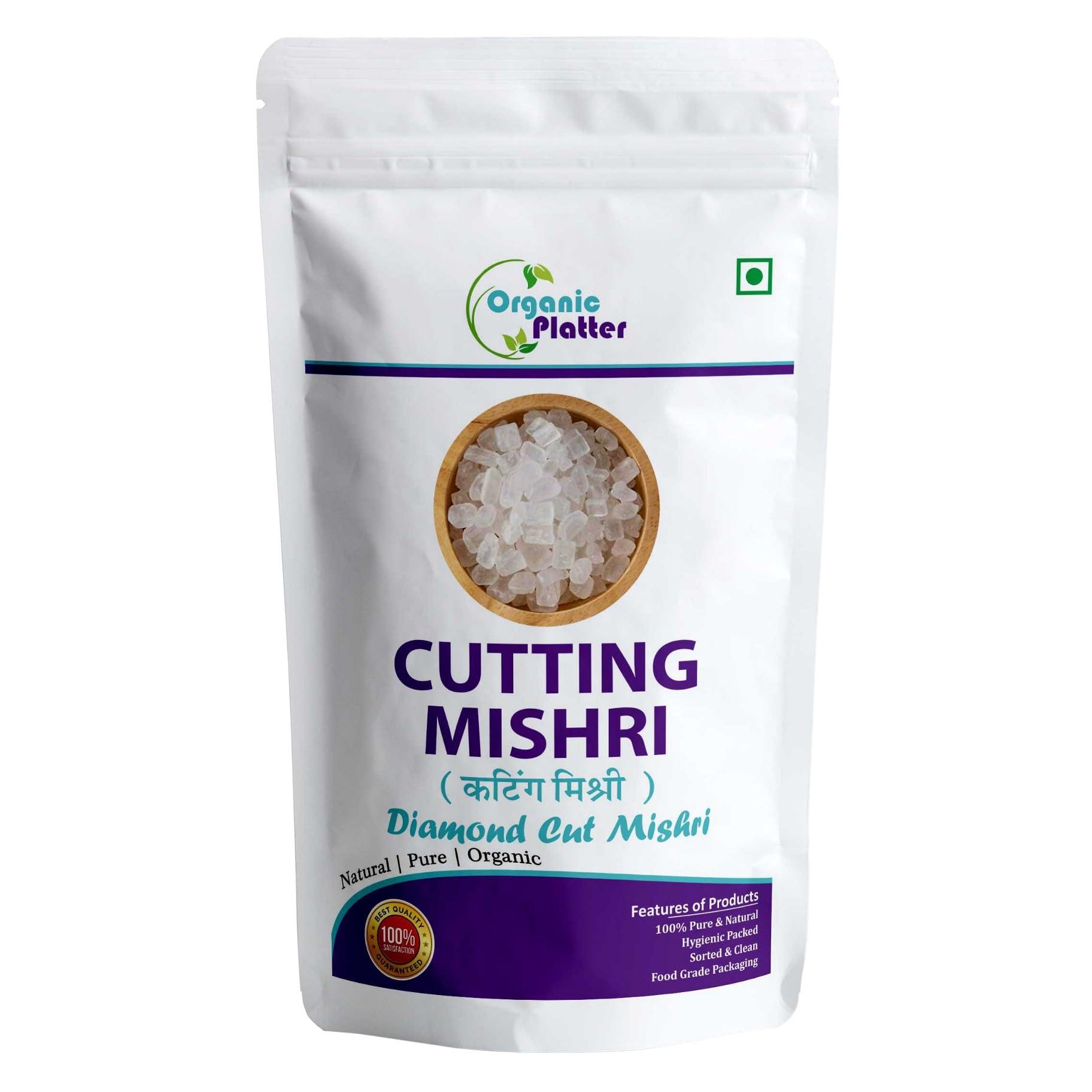 Organic Platter Mishri Dana|Cutting Misri|Sugar Mishri Crystal candy Small|Diamond Cut Mishri (Pouch) (1400gm)