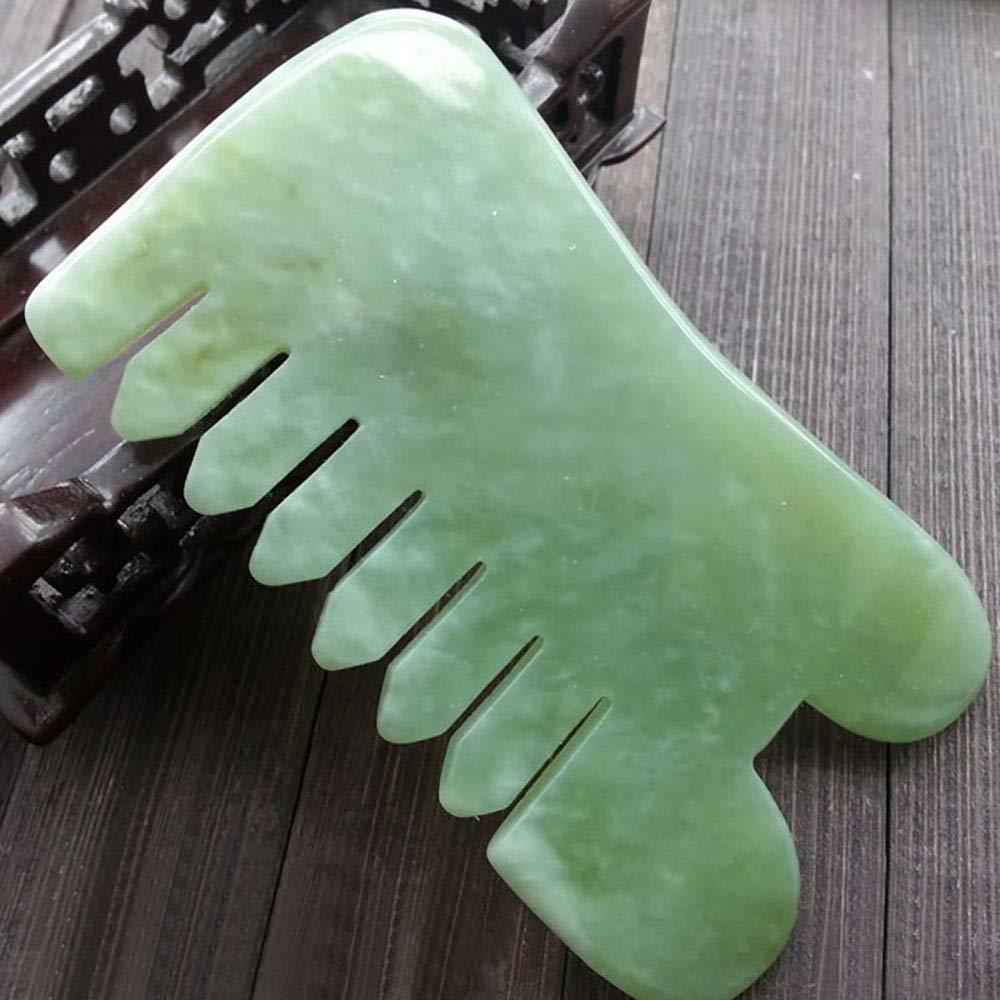 pinkcity kraft pinkcity kraft Bhbuy Natural Jade Stone Gua Sha Face Massage Hair Comb With Six Tooth