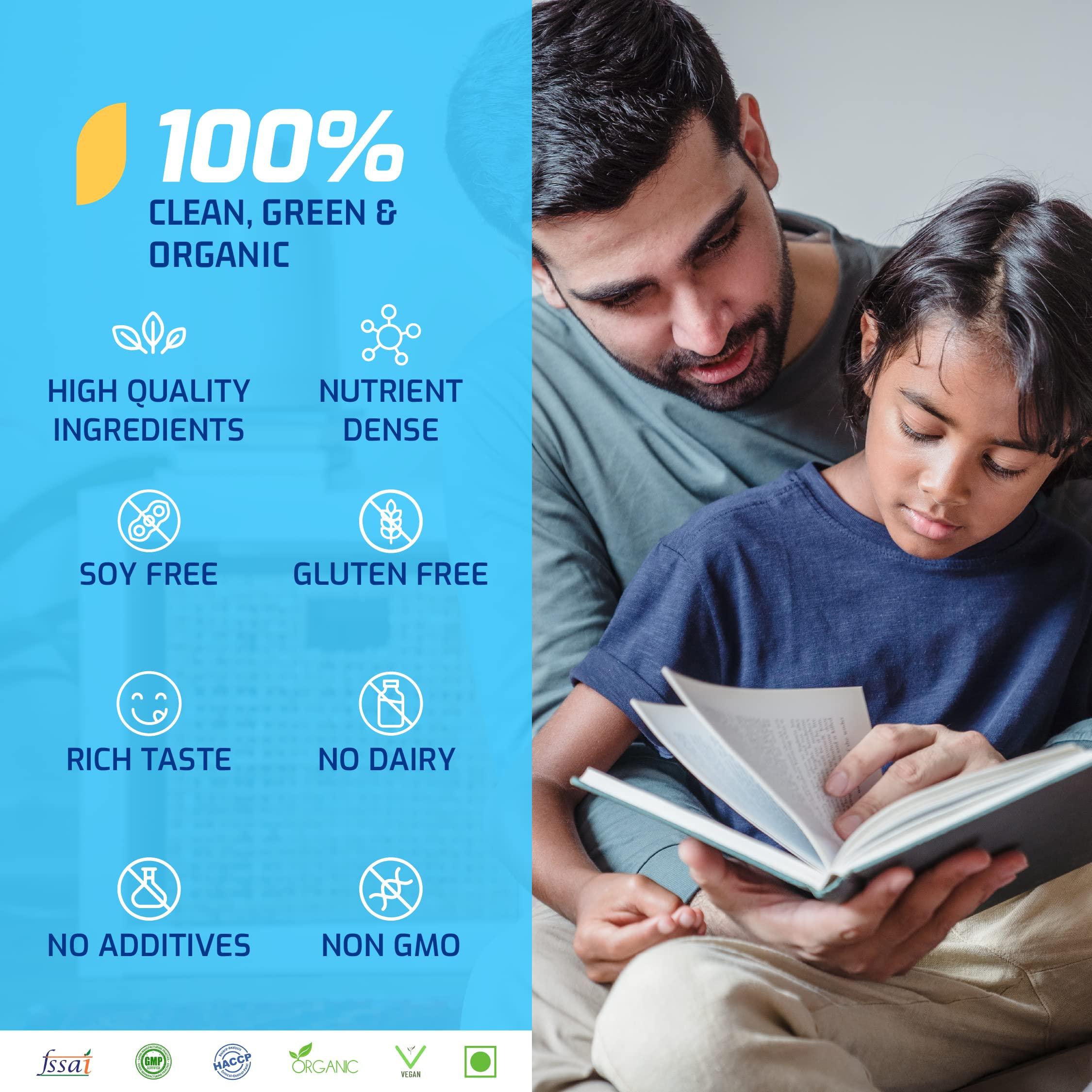 PLANTIGO Plantigo Kids Protein 14g, 11 Vitamins, 8 Minerals, Vegan Nutrition Supplement | Muscle, Bone Growth & Brain Health | Plant Based Protein Powder for Kids 10+ years | (Swiss Chocolate Flavor - 500g)