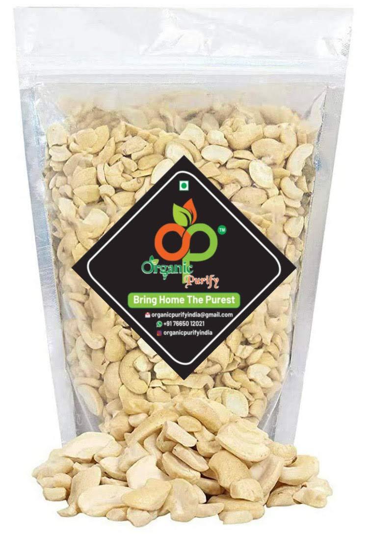 ORGANIC PURIFY Organic Purify Broken 4-Piece Cashew Nuts Spit Cashews (Kaju 4 Tukda), 900GM [Pure and Natural White Tukdi]