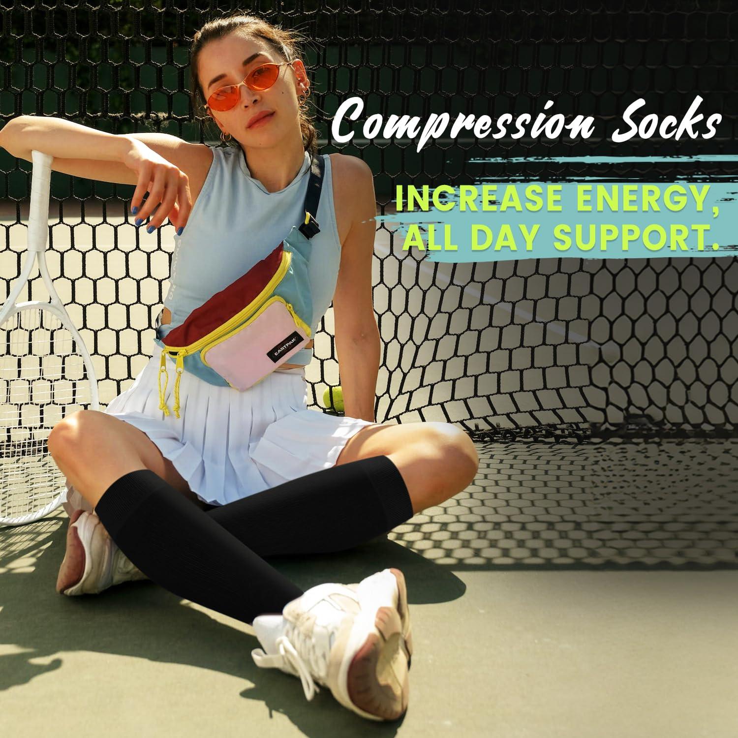 Iseasoo Compression Socks For Men & Women Circulation-Best For Medical Running Hiking Cycling 15-20 mmHg(S/M)