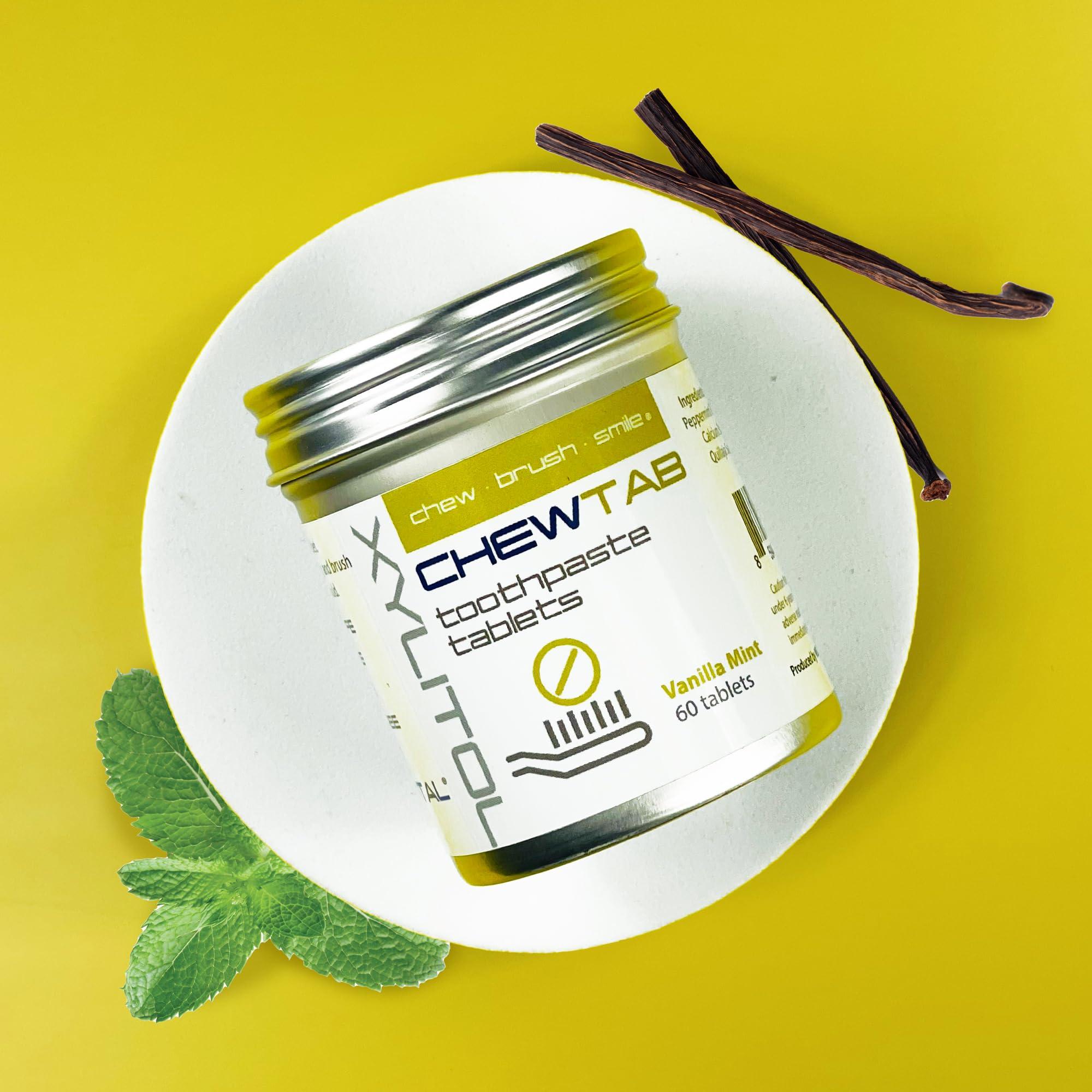 WELdental Toothpaste Tablets, CHEWTAB with Xylitol, Zero Waste Packaging, Eco Friendly by WELDENTAL (Vanilla Mint, 60 Tabs)