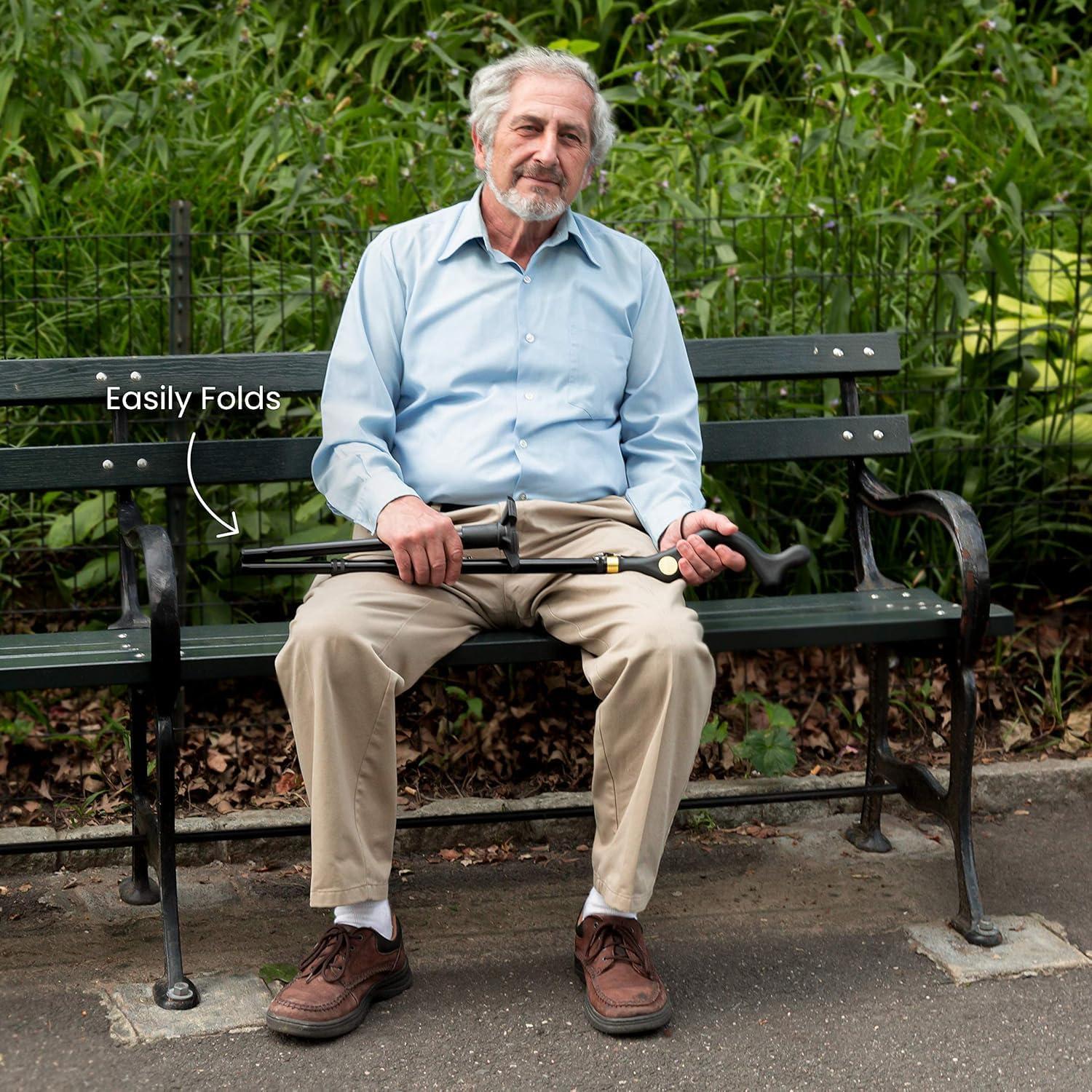 FALONG FALONG Folding Walking Stick Elderly Crutches Posture Walking Cane Walking Sticks for Men Women Portable Safety Lightweight Adjustable Height Self-Stand 360 Deg Traction Non Slip Crutch