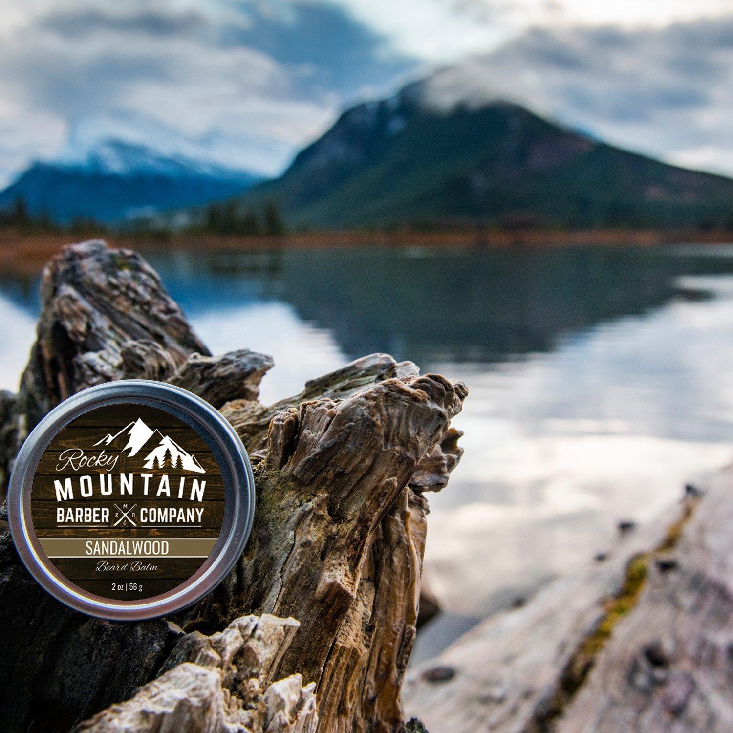 Rocky Mountain Barber Company Beard Balm - Sandalwood Blend - Rocky Mountain Barber - with Nutrient Rich Bees Wax