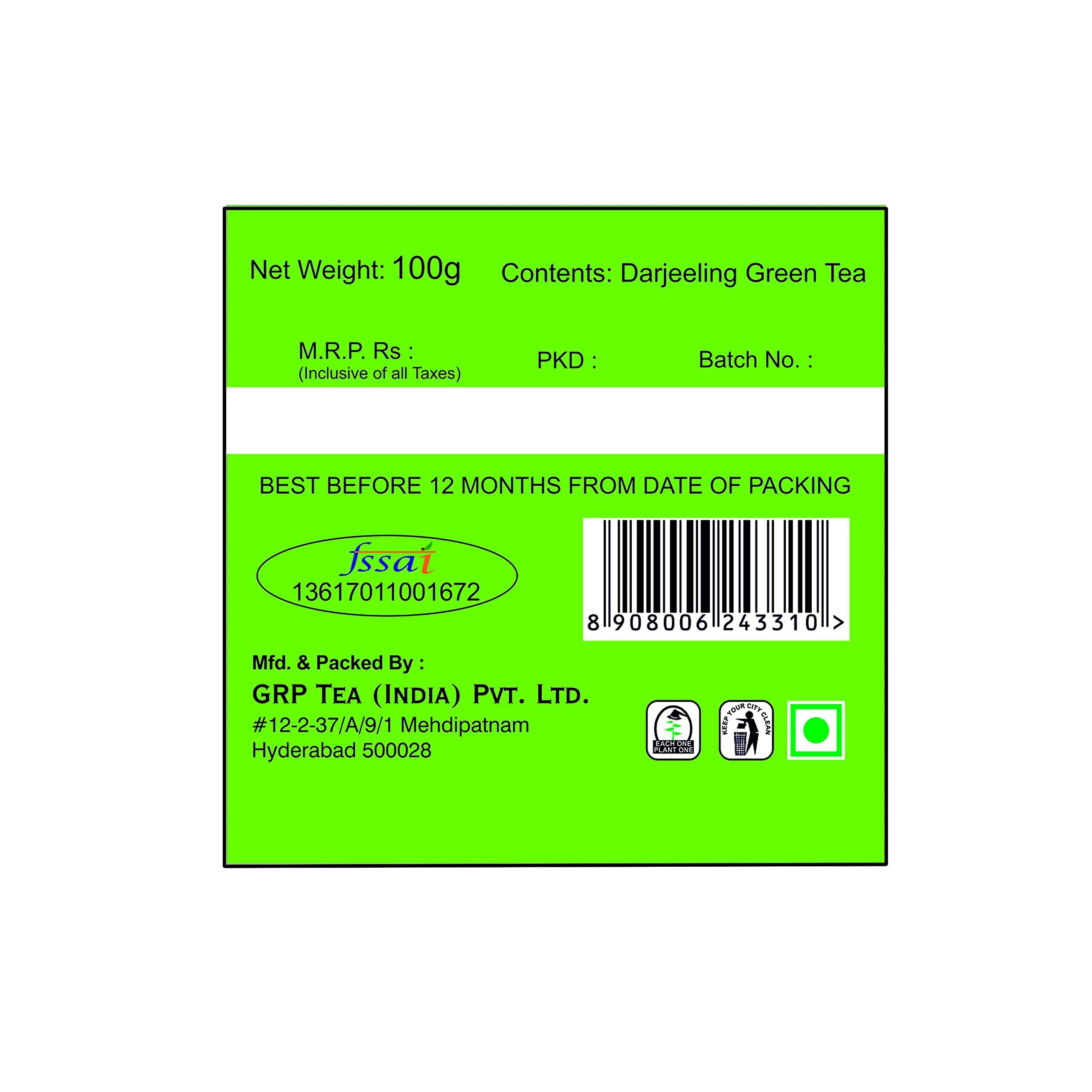 Tanza Tea Tanza Tea Darjeeling Green Tea 100gms (whole leaf)