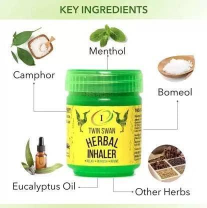 TWIN SWAN Twin Swan Traditional Thai Moderate Strong Herbal Inhalent Inhaler Pain Relief (10 g) (Pack Of 6)