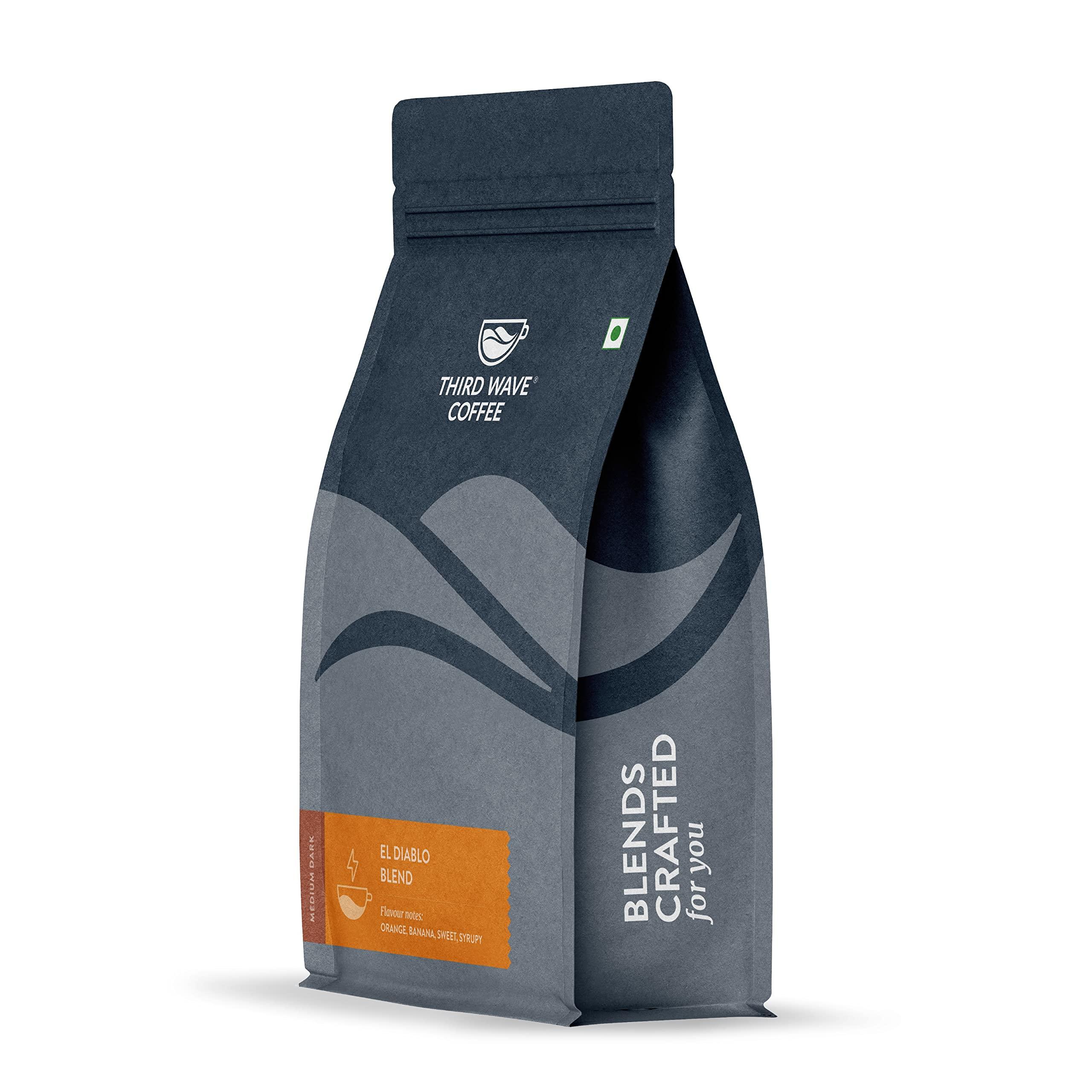 Third Wave Coffee Roasters Third Wave Coffee Roasters Coffee The El Diablo Blend|100% Arabica Freshly Roasted Ground Coffee|Medium Dark Roast,250Gm (Pour Over/Electrical Dripper/Aeropress)|Medium Grind|Coffee Beans,Bag