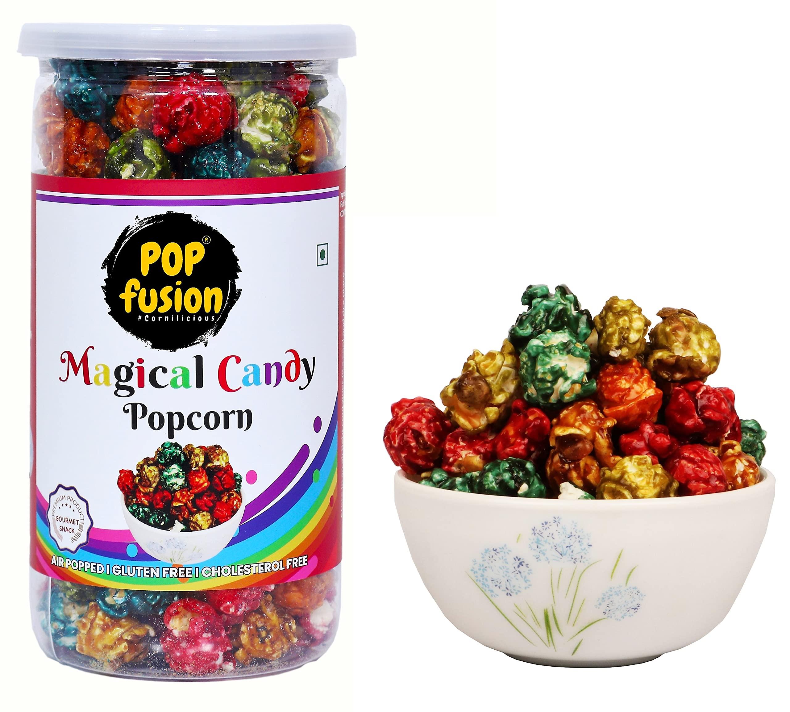 Popcorn Fusion Popfusion Gourmet Flavoured Popcorn - Fruity Magical Candy Popcorn, Gluten free and Low Fat Snacks with Airtight Glass Jar -Combo Pack (170g*2)