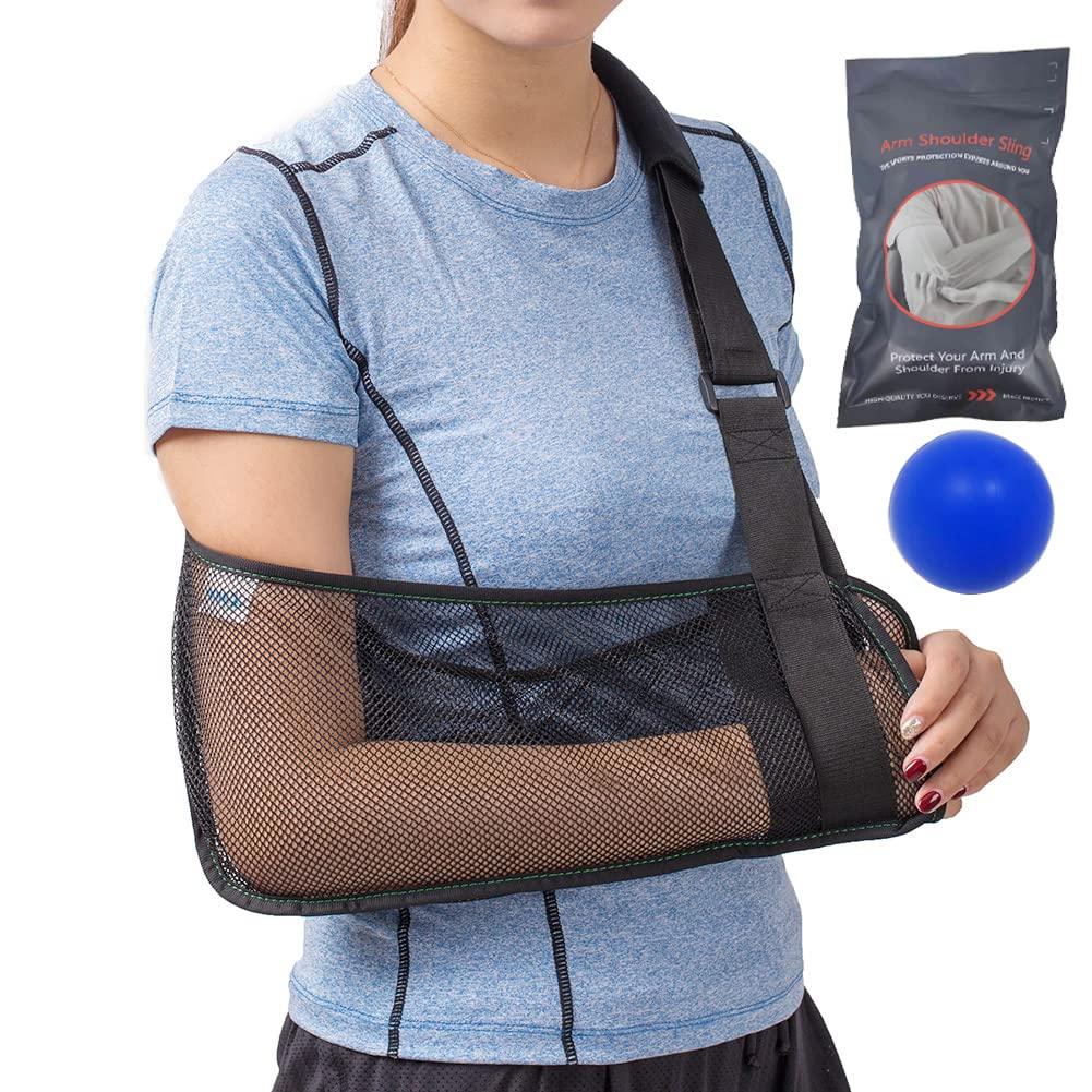 Ferenu Mesh Arm Shoulder Sling - Medical Shoulder Immobilizer for Shower - Adjustable Arm Brace for Torn Rotator Cuff Injury - Right Left Arm for Men Women - Shower Sling for Elbow, Wrist