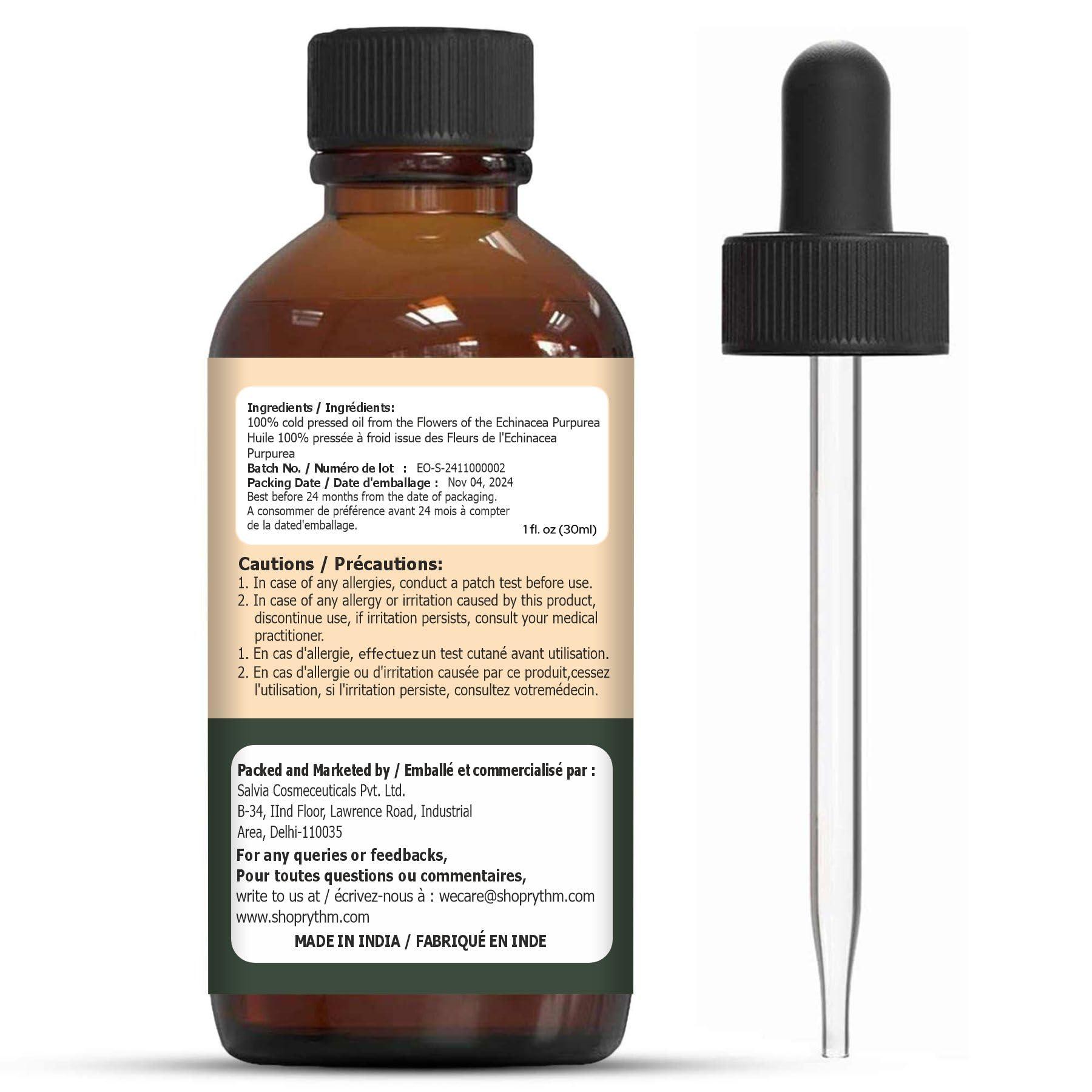 ORGANIC ZING Organic Zing Echinacea (Echinacea angustifolia) Oil | Pure & Natural Carrier Oil for Skincare and Hair Care - 30ml/1.01fl oz