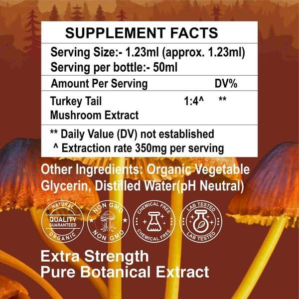 AmazingOrganics Turkey Tail Mushroom Drops - Potent Extract for Daily Wellness, Easy-to-Use, Natural Supplement"