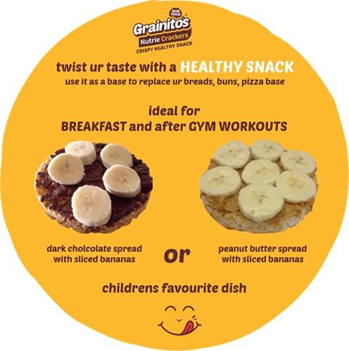Grainito's Nutrie Crackers Multi grain Puffed Rice Cake with Seeds Oats and Soya (Garlic) Most Popular pack of 2