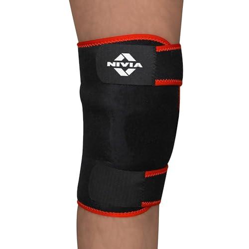 Nivia Nivia Knee Support for men and women|Knee Brace|Knee Guard |Knee Cap|Knee Wrap|Knee pain relief |Knee Belt|Running|cycling, Gym For Comfort & Adjustable with Velcro, Made of Neoprene Free Size(Black)