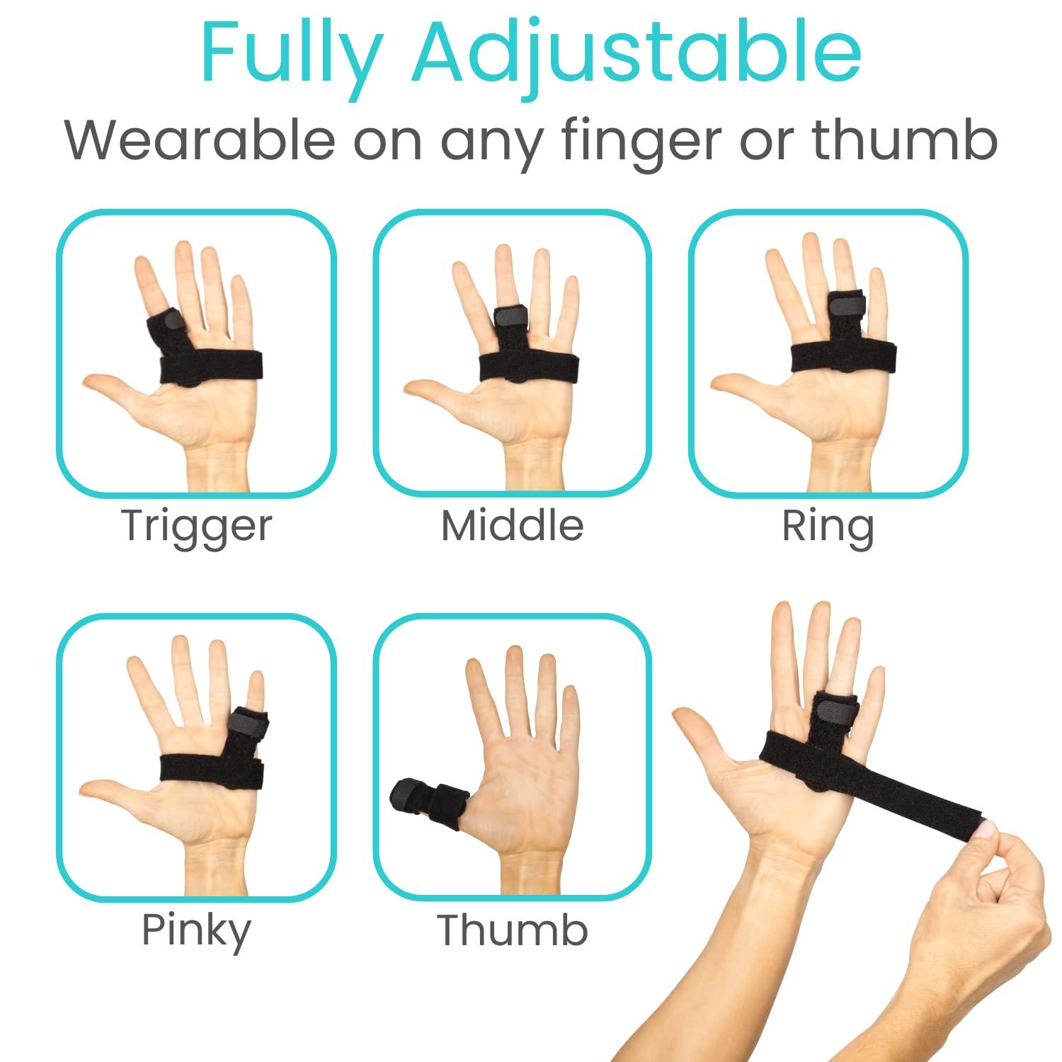 VIVE Vive Trigger Finger Splint Brace - Middle, Pinky, Pointer, Ring and Thumb Support - Palm Strap Included - Straighten Curved or Broken Fingers - Adjustable, Breathable Fit - Aluminum Pain Relief Guard