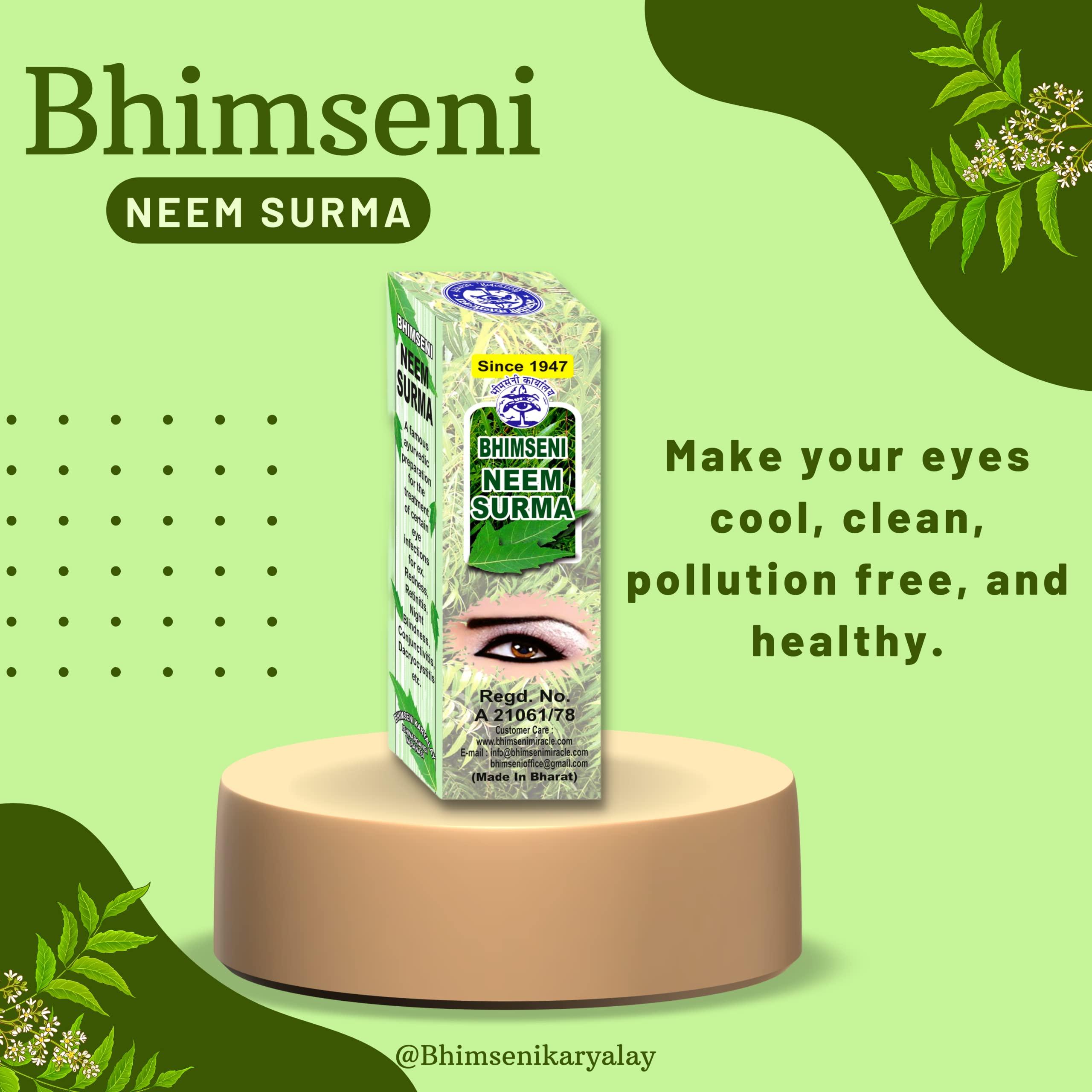 Bhimseni Karyalay Bhimseni White & Neem Surma Combo Pack - 1.5g Each, Herbal Eye Care