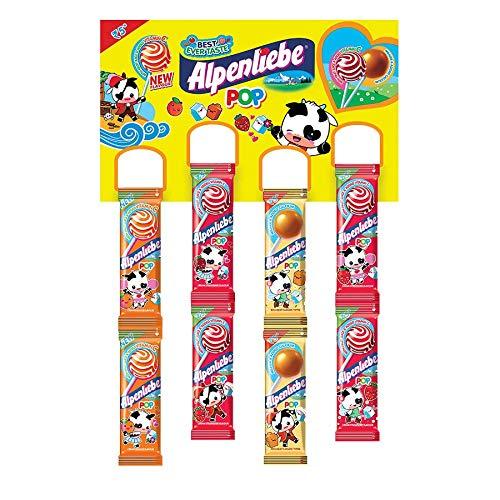 Alpenliebe Alpenliebe Pop, Assorted Flavours, Lollipop Display Hanger Pouch, 384g (Count of 48) + 4pc free