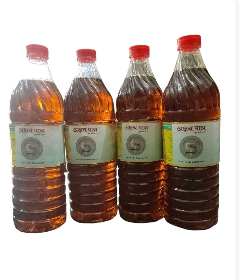 AKSHAY PATRA AKSHAY PATRA 100% PURE & NATURAL COLD PRESSED KACHHI GHANI MUSTORD OIL 4 BOTTLES OF 1 LITER