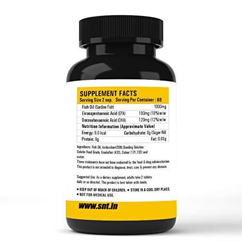 SNT SNT Fish Oil Omega 3 Capsules Seven Seas Cod Liver Oil Capsules (180mg EPA & 120mg DHA) for brain, heart and eye health, 60 softgels