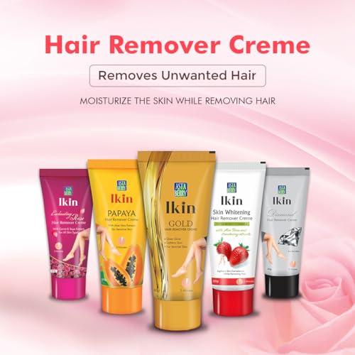 Ikin Ikin Papaya Hair Remover Cream For Sensitive Skin - Bikini Hair Removal Cream For Women & Girls (Pack of 2 (60gm X 2))