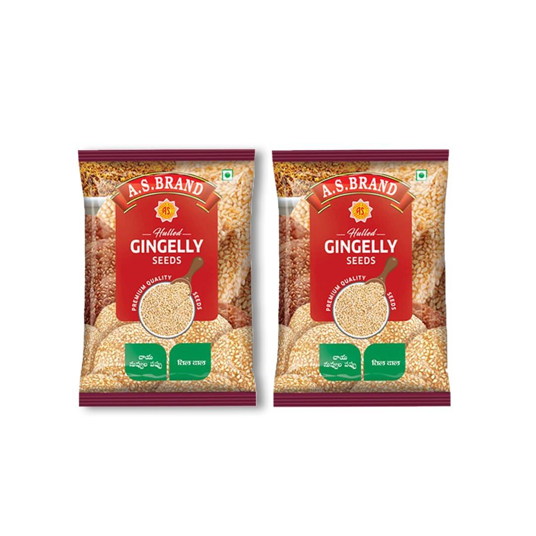 A.S. BRAND A.S. BRAND Hulled Gingelly Seeds 1 Kg (500 Gms X 2 Pieces)|Rich Taste & Aroma|A1 Grade Gingelly Seeds|White Sesame Seeds|Nuvvu Pappu|Safed Til|Ellu|Ell|Teel|Til