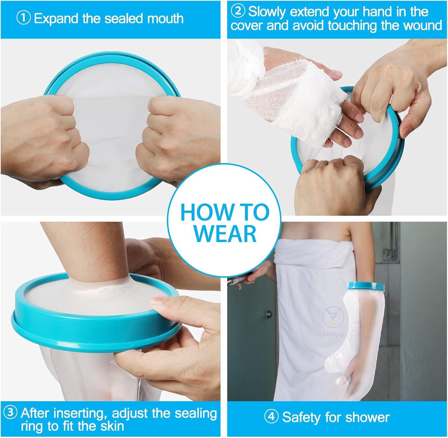 TAPUJI TAPUJI Cast Covers for Shower Arm Adult Waterproof Arm Cast Cover Shower Protector Bag for Wound Arm, Hands, Wrists, Elbow, Finger to Keep Wounds Dry [2024 New Reusable]