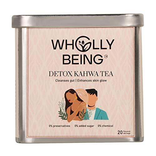 Wholly Being Wholly Being - Detox Kahwa Tea with for skin glow and gut detox with Nutmeg, Sea Buckthorn, Rose Petals, Orange Peels(20 tea bags)