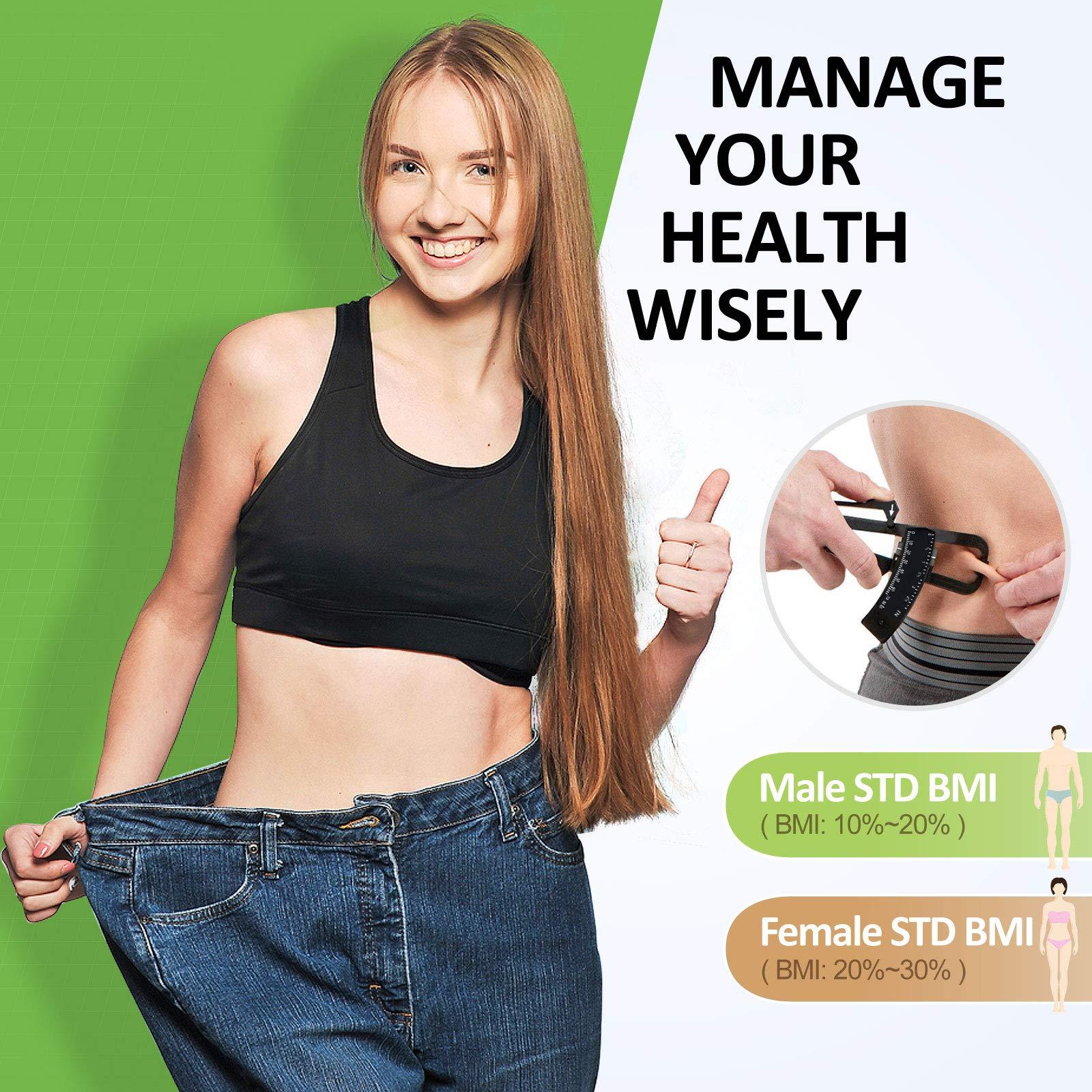 Okela Okela Body Fat Caliper, Fat Measure Clipper Combo with Body Fat Percentage Measure Chart, for Men and Women (Black)