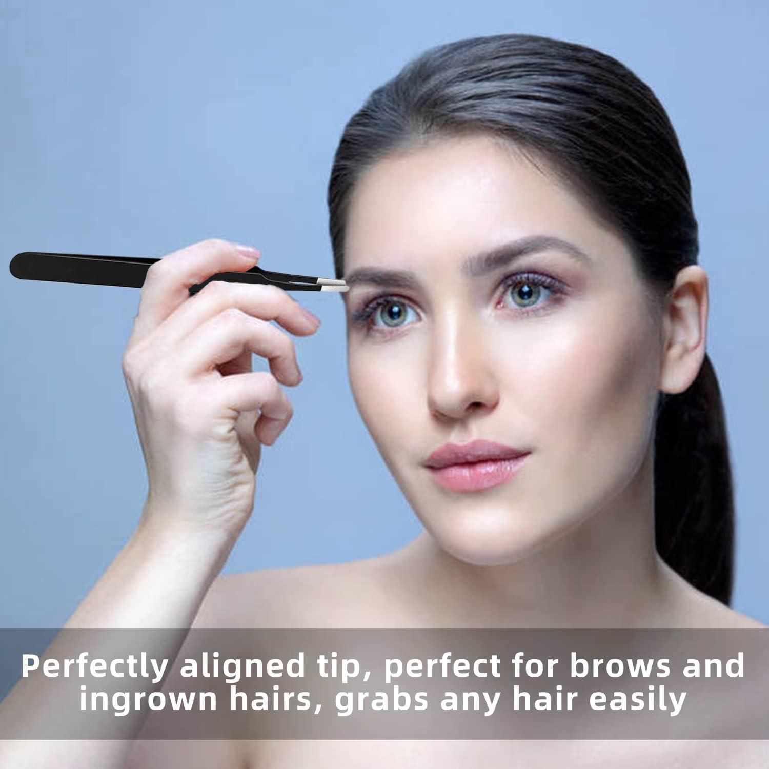 MADHYA MADHYA Tweezers for Ingrown Hair Removal, Surgical Grade Medical Tweezers with Sharp Needle Nose Point Tips Ideal Pointed Tweezers for Splinters & Tick Removal, Black, Pack of 6