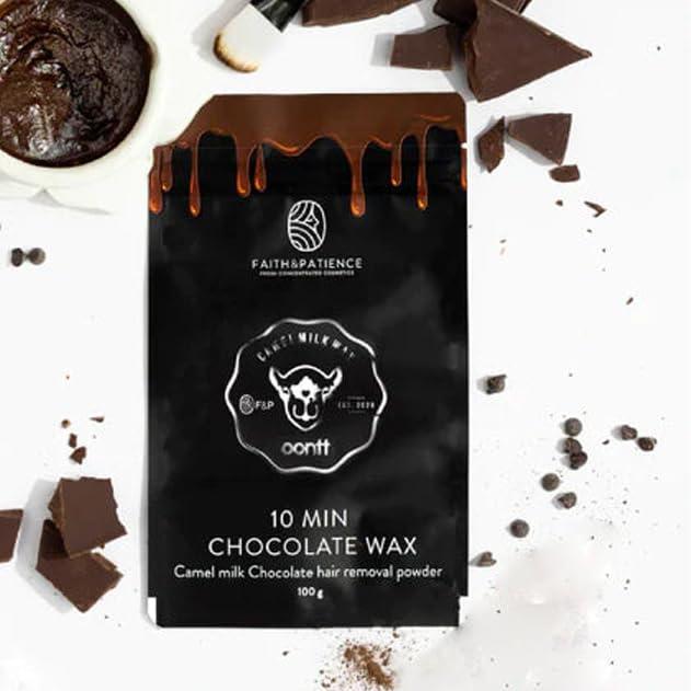 FAITH & PATIENCE FAITH & PATIENCE 10-Minute Chocolate Hair Removal Wax Powder Full Body, Easy Home Use, Chemical-Free, No Irritation Or Rashes For Men & Women (100G)