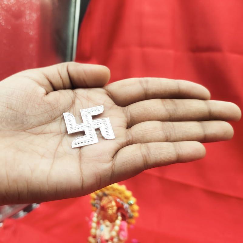 SHRI ANAND SHRI ANAND Pure Silver (Chandi) Swastik Vastu Remedies for Home Entrance for Astrological and Lal Kitab Remedy (Size: L-4cm * W-4cm * H-0.1cm | Weight : 2.9gm Approxe)