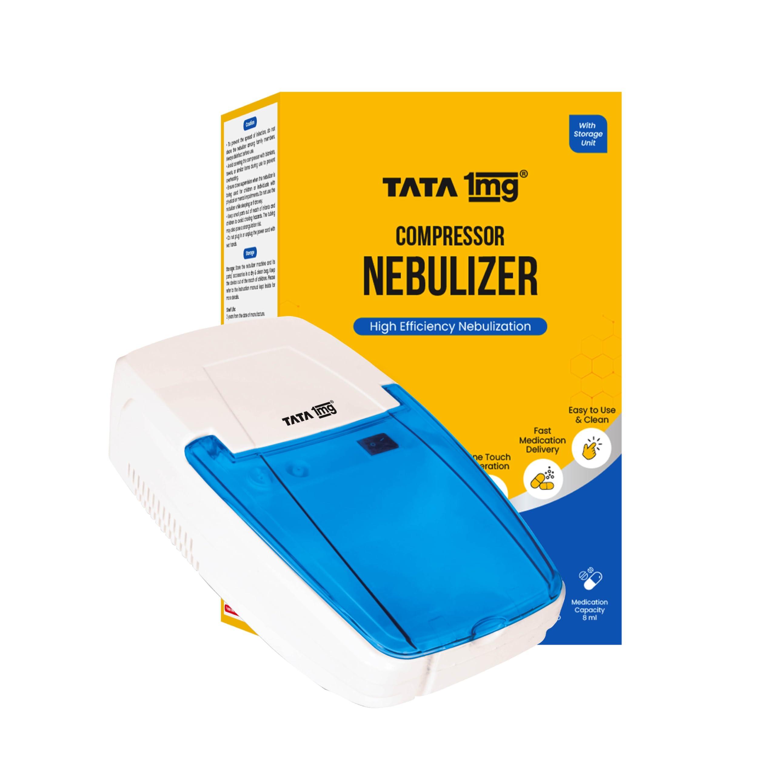 TATA 1MG Tata 1mg Compressor Nebulizer for Kids and Adults with 5 attachments for effective medication delivery