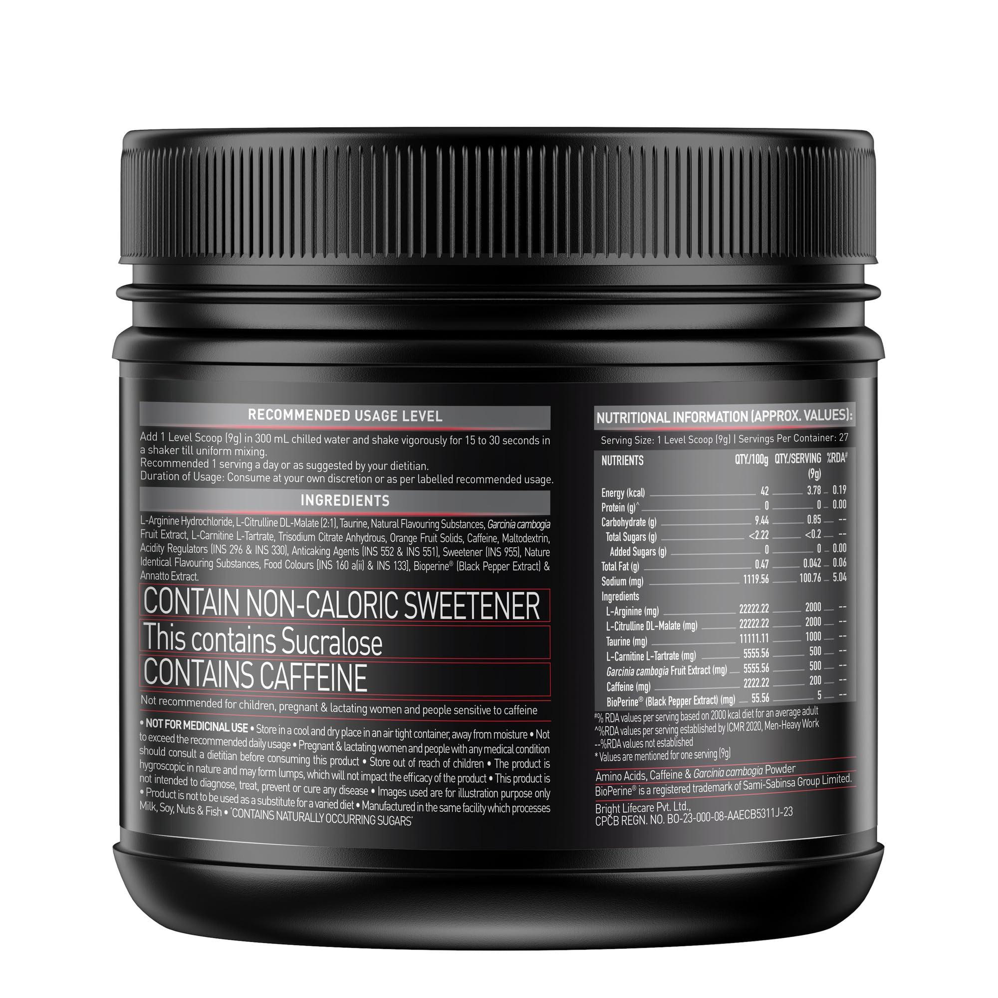 MuscleBlaze MuscleBlaze Pre Workout Ripped Powder(Green Apple, 27 Servings, 250G)| 4000Mg Citrulline & L-Arginine, 500Mg L-Carnitine, 500Mg Garcinia Extract