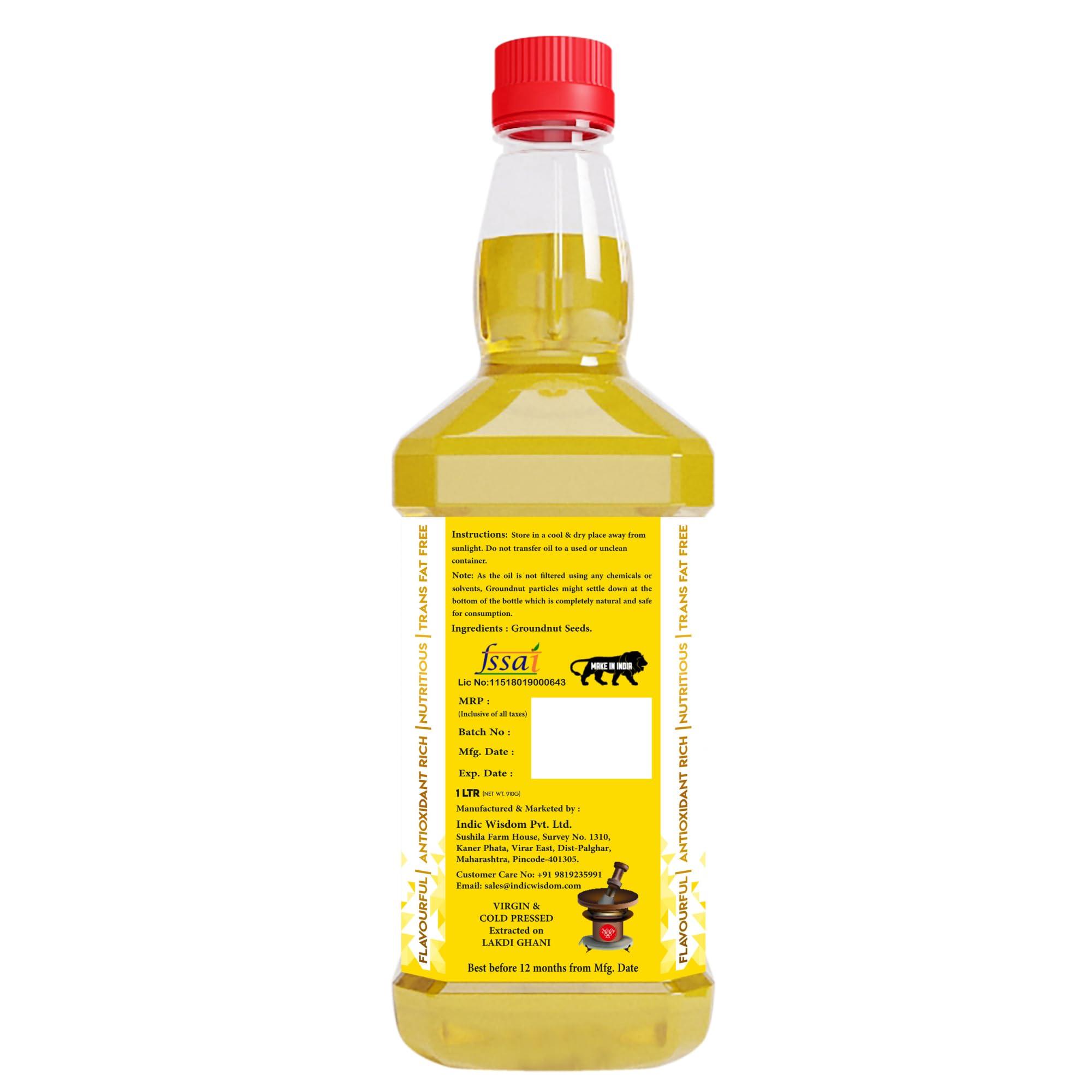 IndicWisdom IndicWisdom Wood Pressed Oils Combo 005 (2 liter Safflower Oil,1 liter Sesame Oil,1 liter Groundnut Oil) (Cold Pressed - Extracted on Wooden Churner) | Kolhu/Kacchi Ghani/Chekku