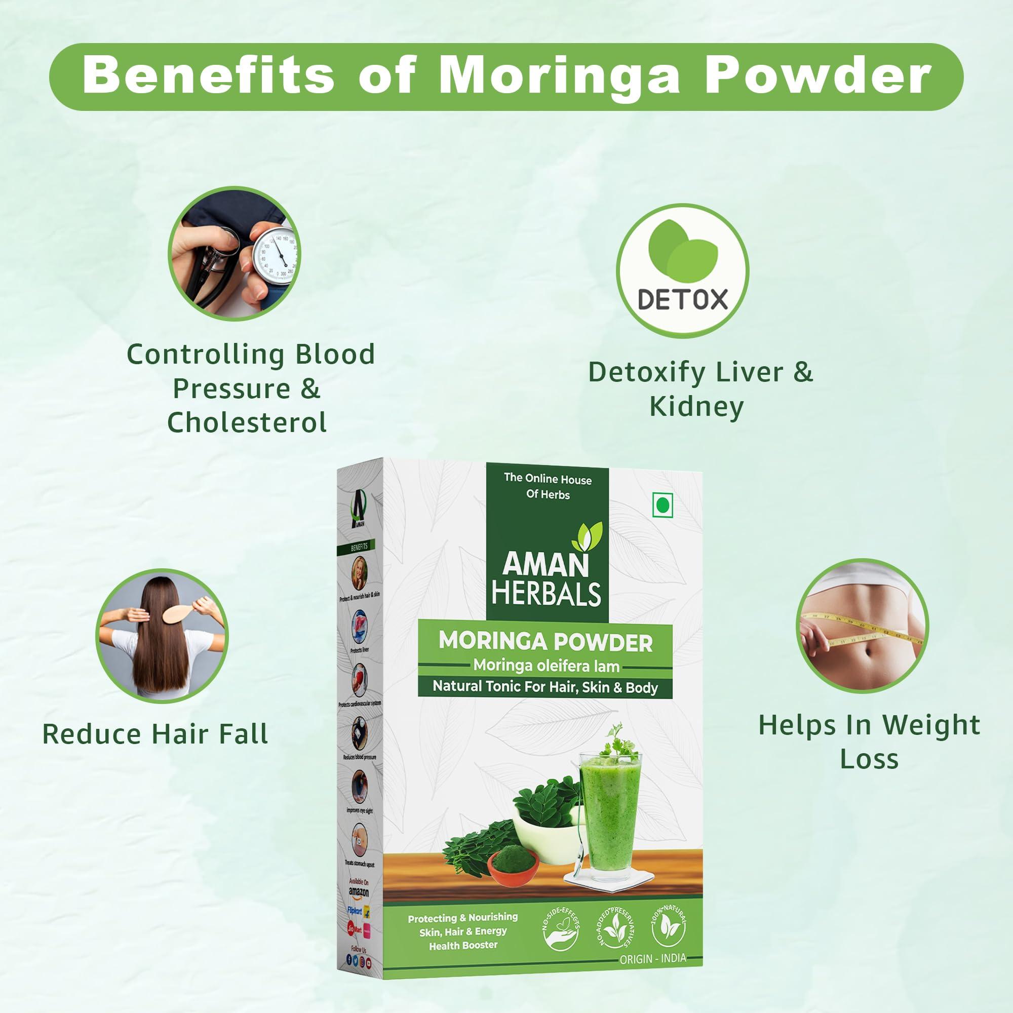 AMAN AMAN HERBALS - Natural 100% Pure Organic India Moringa Powder (250gm Pack of 1)